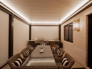 Aluminum louvered pergola in Whistler designed by BYTS Outdoor Solutions