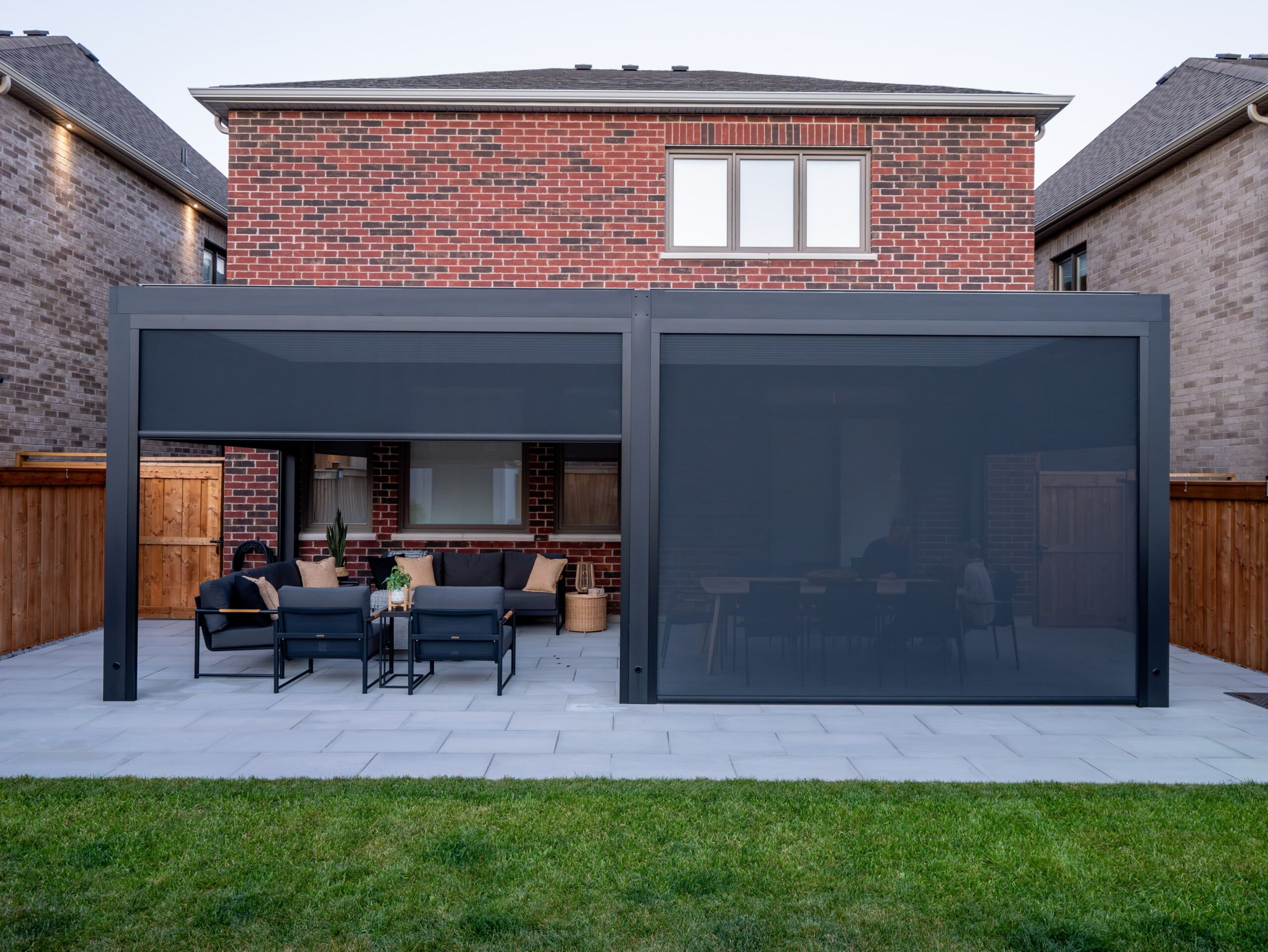 Louvered Aluminum Pergola with Motorized Zip Screens - Image 1