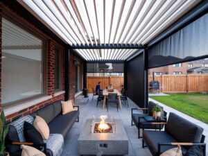 Louvered Aluminum Pergola with Motorized Zip Screens - Thumbnail 2