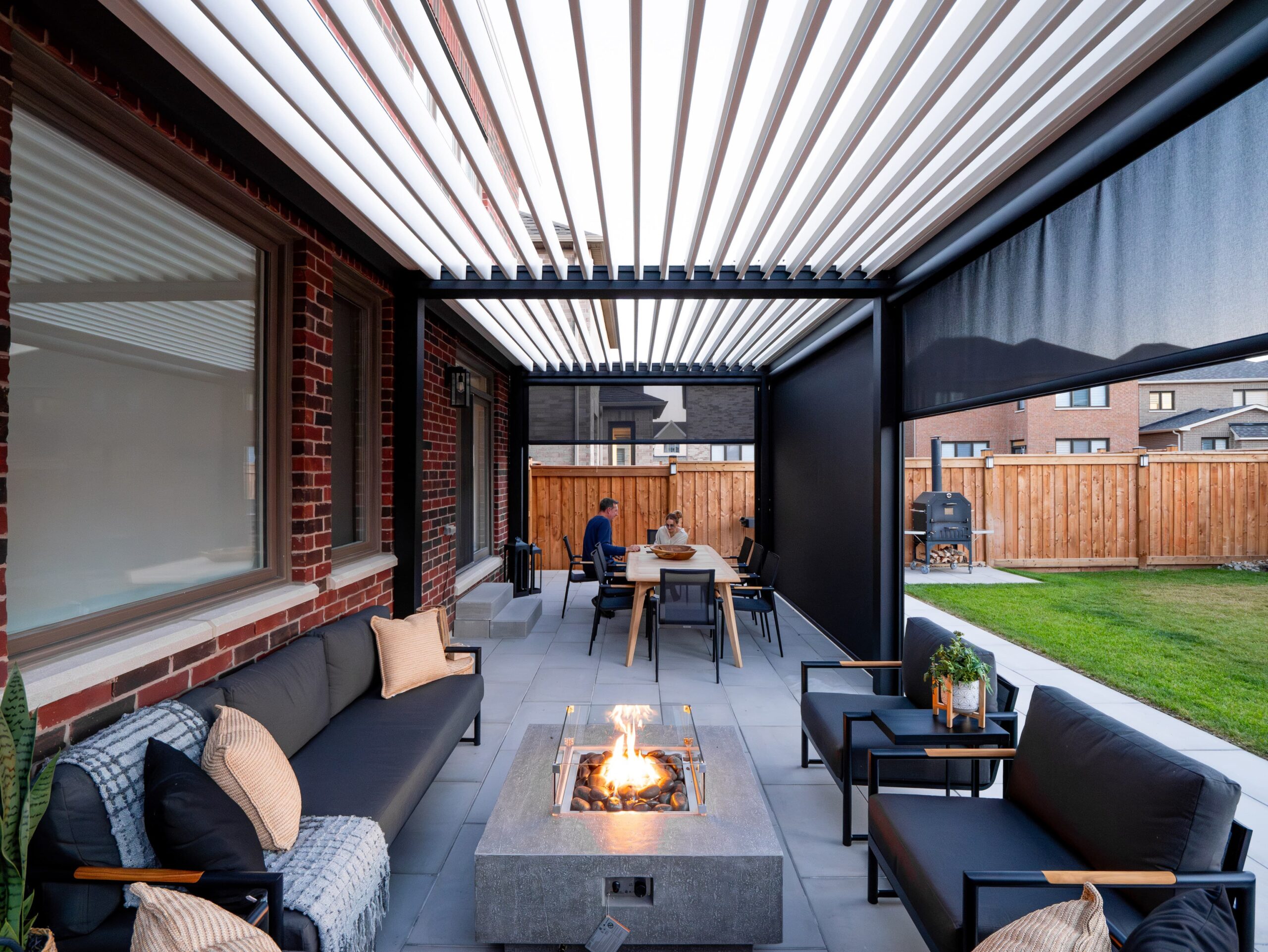 Louvered Aluminum Pergola with Motorized Zip Screens - Image 2